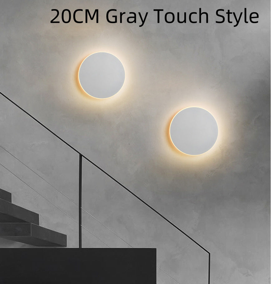 Simple Led Round Wall Lamp Touch Bedroom Bedside