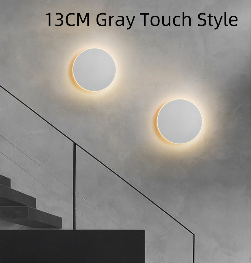 Simple Led Round Wall Lamp Touch Bedroom Bedside