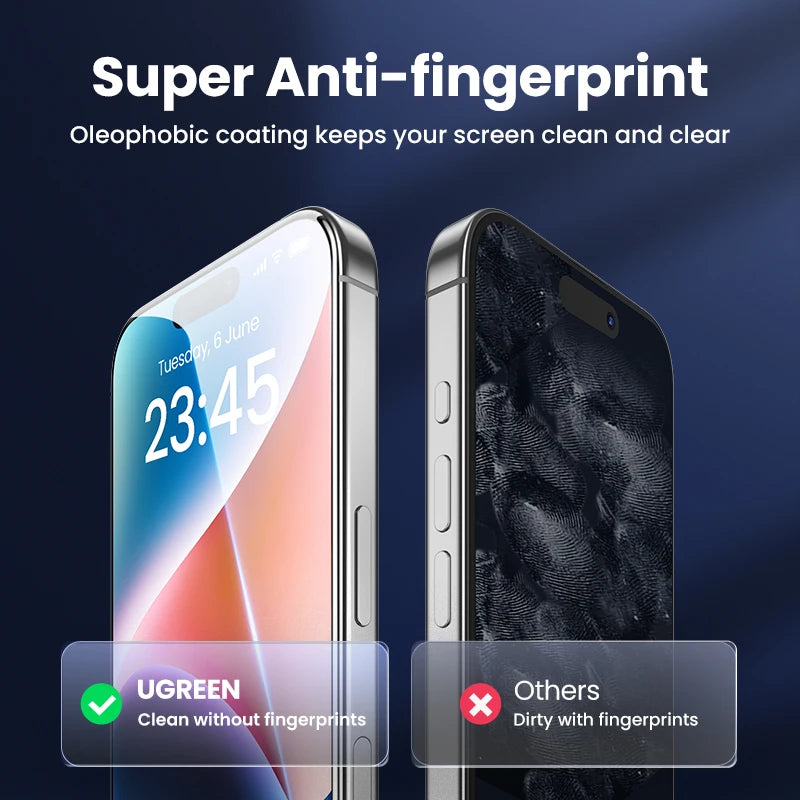 UGREEN 2PCS Screen Protector For iPhone 16 15 14 13 12 11 Pro Max Tempered Glass For iPhone 16 Plus Screen Protectors 15pro Film