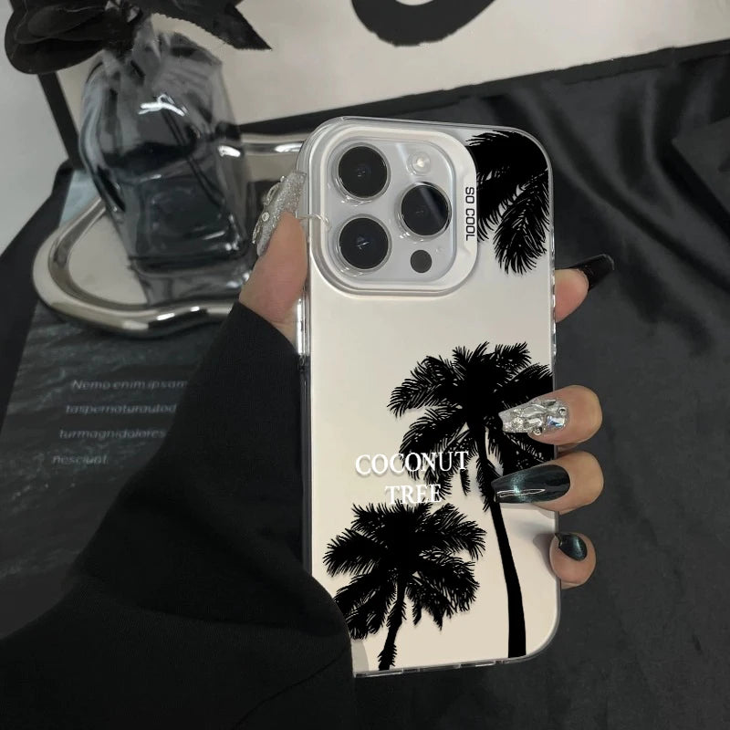 Phone Case For iPhone 16 15 14 13 12 11 Pro Max 7 8 Plus XS XR X SE2022 Summer Scenery Coconut tree Design Shockproof Hard Cover