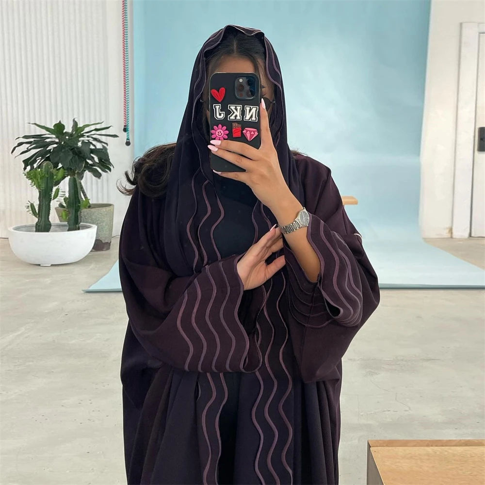 Ramadan Eid Abaya Khimar Set – Gray & Black Muslim Dress