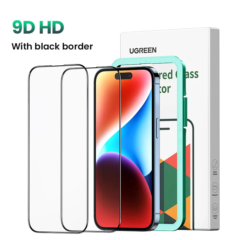 UGREEN for iPhone 15 14 13 Pro Max Glass Screen Protector for iPhone 12 11 XR iPhone 15 Pro Tempered Glass 9D Film