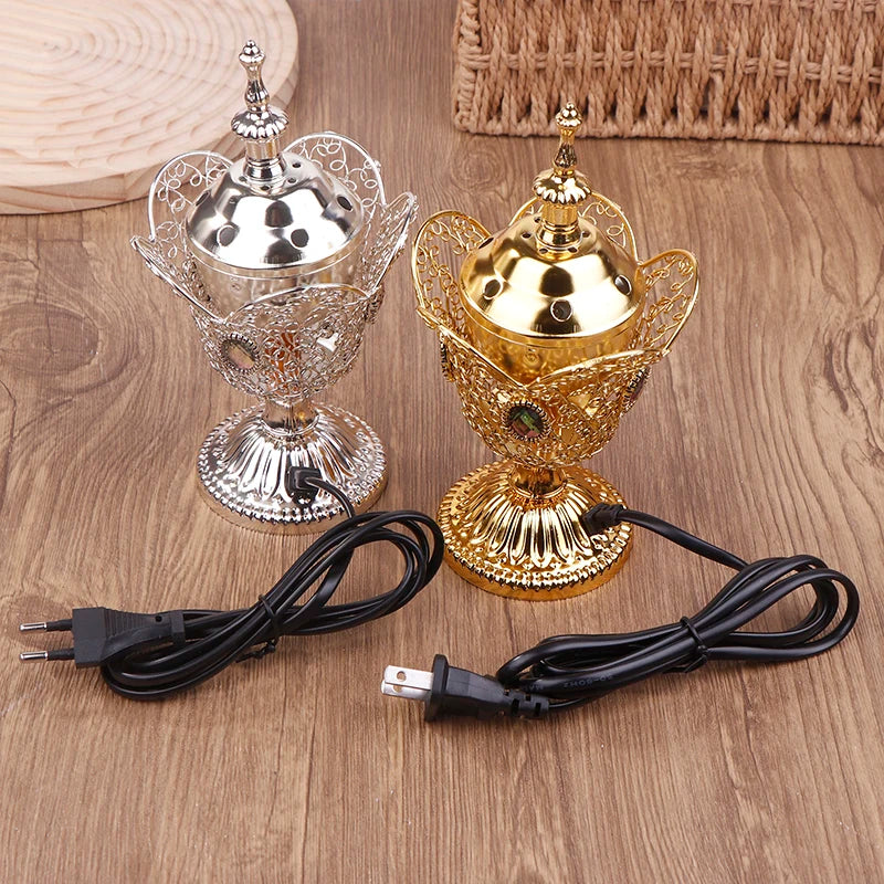 Metal Indoor Burner Middle East Church Electric Censer Metal Burner Vintage Sandalwood Burner (EU Plug)
