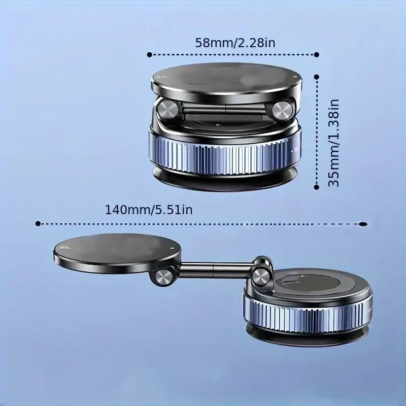 Vacuum magnetic phone holder, Magsafe suction cup phone holder, 360 ° adjustable magnetic phone holder, pocket sized foldable