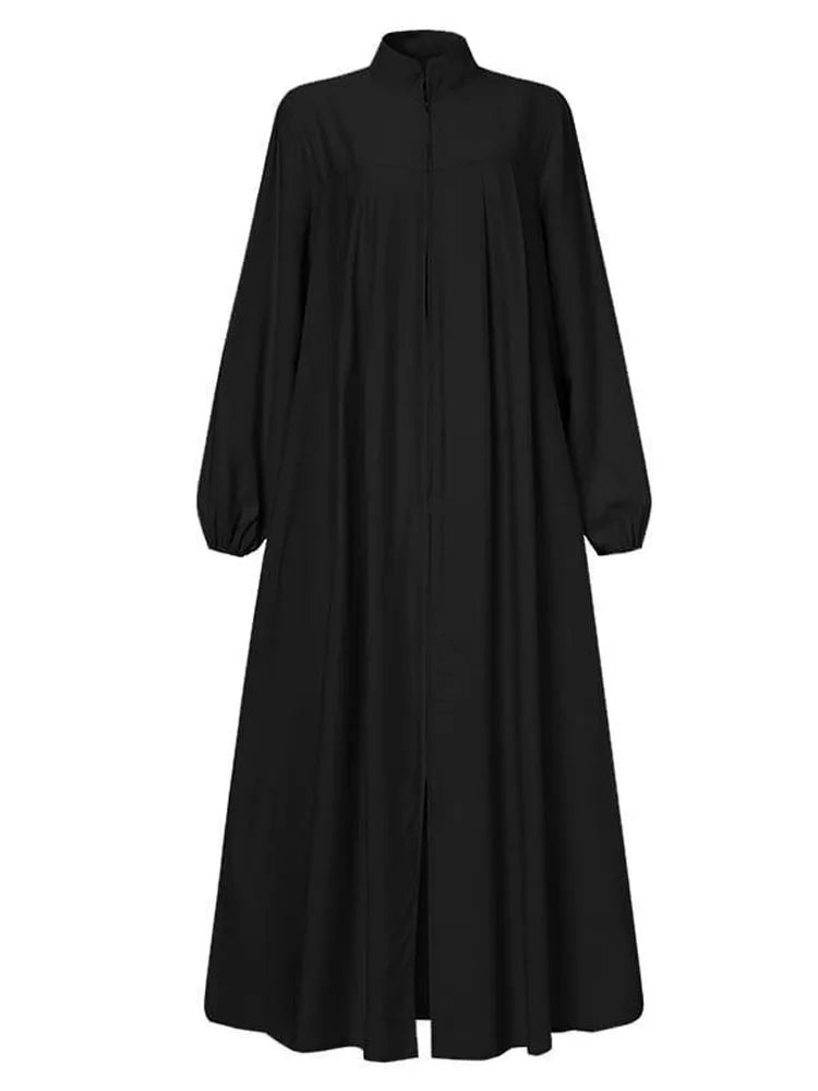 VigoAnne 2025 Muslim Abaya Solid Zipper One-piece Prayer Dress Women Long Sleeve Islamic Clothing Lady Dubai Saudi Robe Turkish
