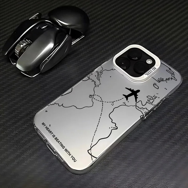 Travel Airplane Route Design Phone Case for IPhone 16 15 14 13 12 11 Mini Pro Max X XR XSMAX 8 7 Plus Anti Fall Matte Cover