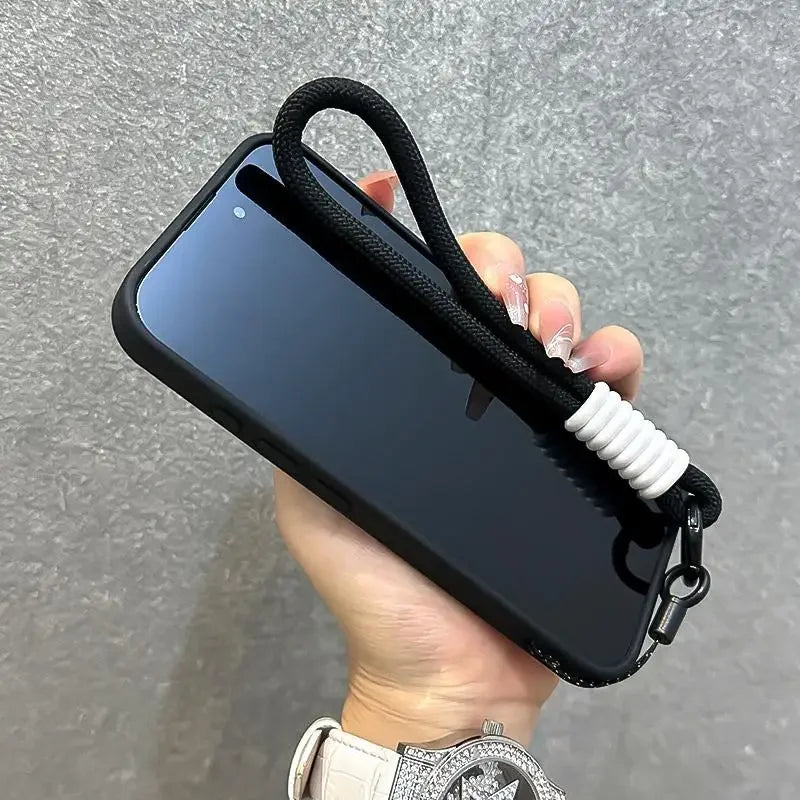 Luxury With Lanyard Clear For Magsafe Phone Case For iPhone 16 15 14 13 12 11 Pro Max Shockproof Armour Wrist Strap Back Cover