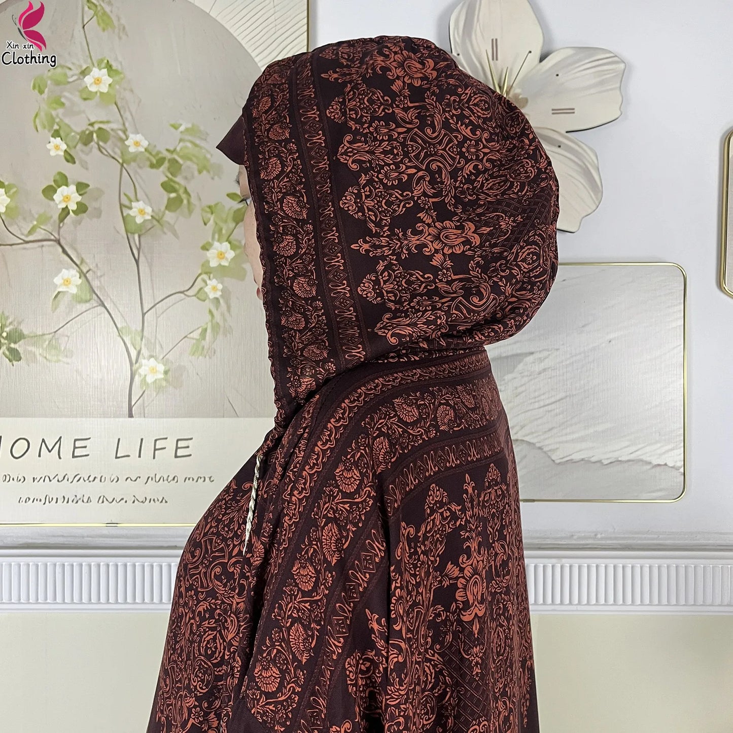2025 Latest Cotton Abaya Double Hat Muslim Ramadan Prayer Clothing Casual Robe Long Sleeves Loose Woman Islam Prayer Clothing