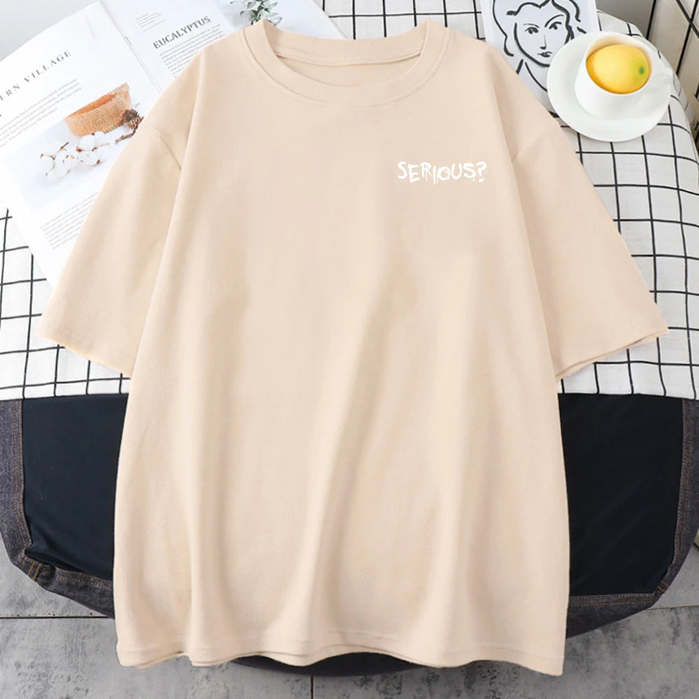 Creative Words Serious Printed Female T Shirtsimple S-Xxxl T-Shirts Retro Breathable Short Sleeved Comfortable Tshirts Women