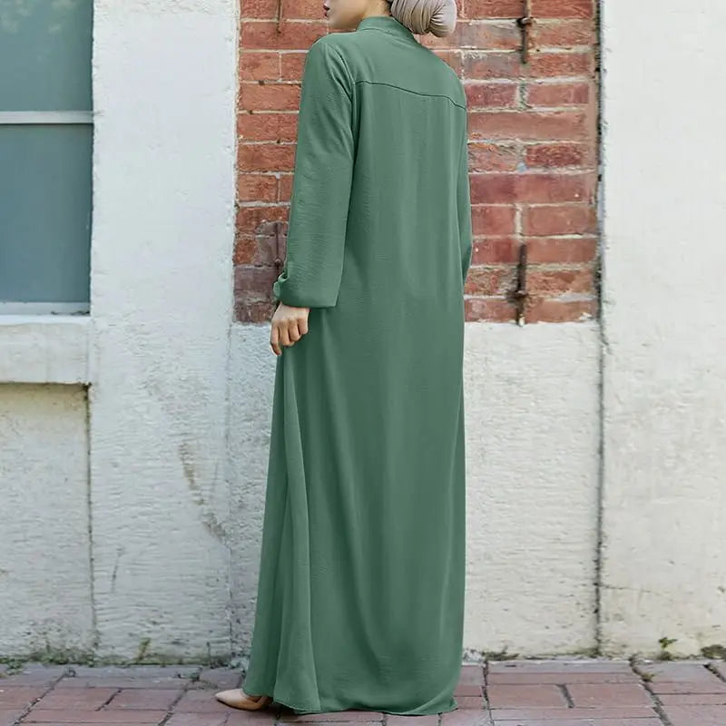 VigoAnne 2025 Muslim Abaya Solid Zipper One-piece Prayer Dress Women Long Sleeve Islamic Clothing Lady Dubai Saudi Robe Turkish