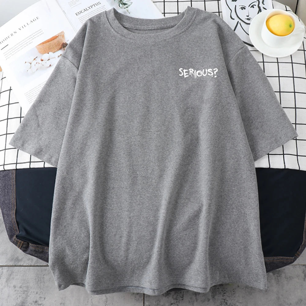Creative Words Serious Printed Female T Shirtsimple S-Xxxl T-Shirts Retro Breathable Short Sleeved Comfortable Tshirts Women
