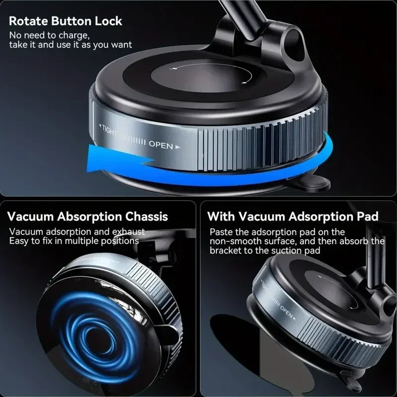 Vacuum magnetic phone holder, Magsafe suction cup phone holder, 360 ° adjustable magnetic phone holder, pocket sized foldable