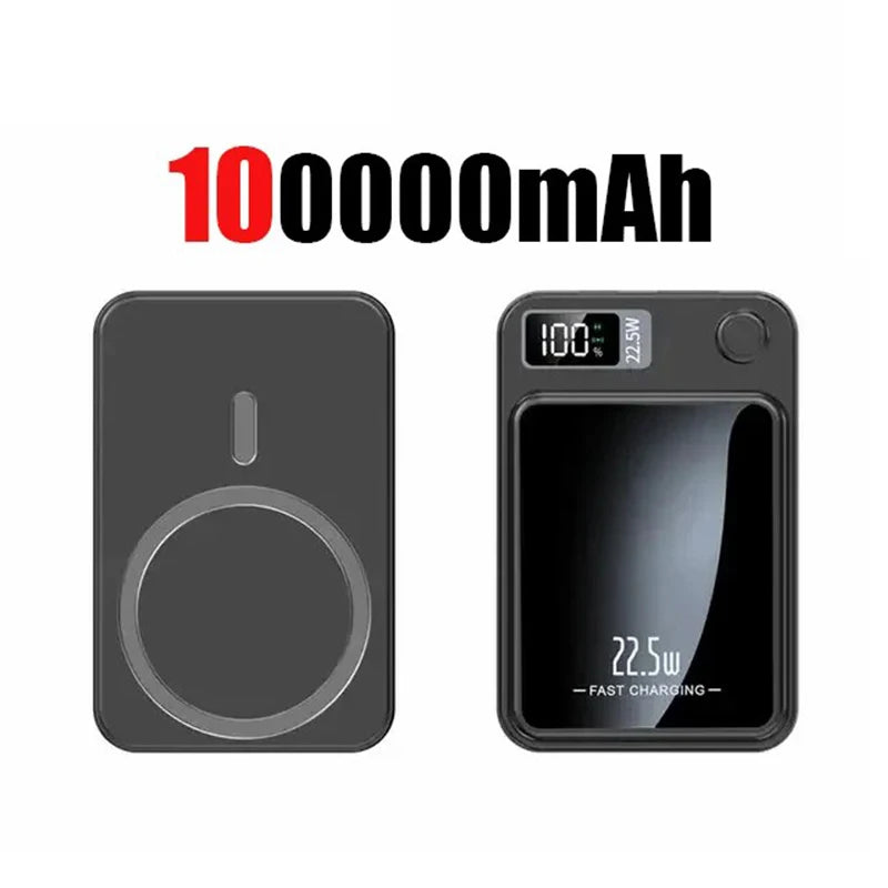 New 100000mah Capacity Power Bank Magnetic Wireless 22.5w Ultra Super Fast Charging Powerbank For Iphone Samsung Huawei Xiaomi