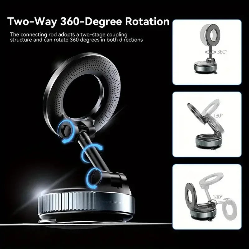 Vacuum magnetic phone holder, Magsafe suction cup phone holder, 360 ° adjustable magnetic phone holder, pocket sized foldable