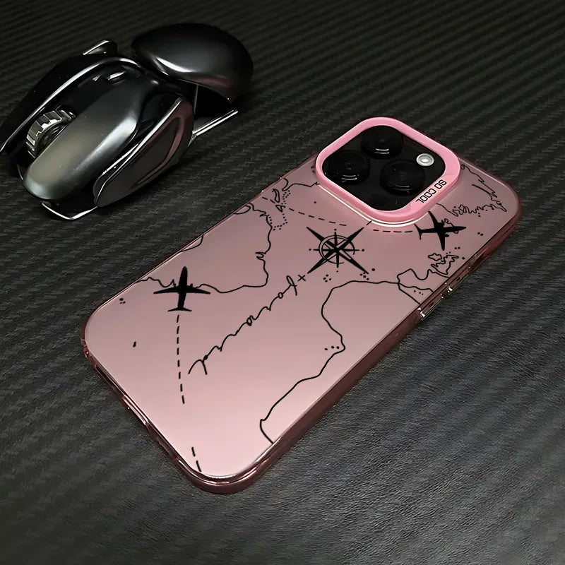 Travel Airplane Route Design Phone Case for IPhone 16 15 14 13 12 11 Mini Pro Max X XR XSMAX 8 7 Plus Anti Fall Matte Cover