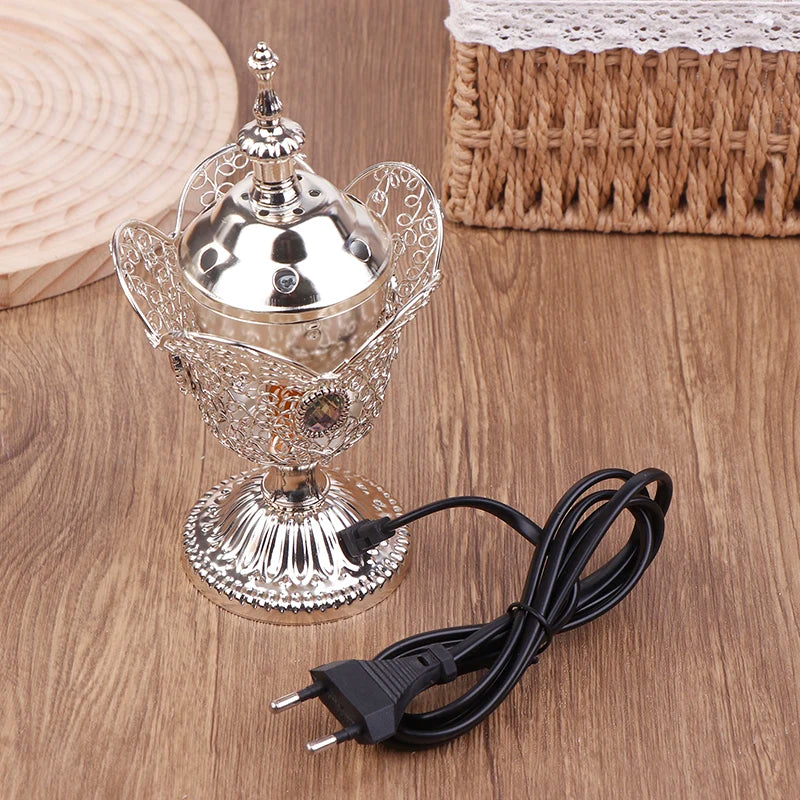 Metal Indoor Burner Middle East Church Electric Censer Metal Burner Vintage Sandalwood Burner (EU Plug)