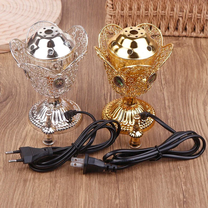 Metal Indoor Burner Middle East Church Electric Censer Metal Burner Vintage Sandalwood Burner (EU Plug)
