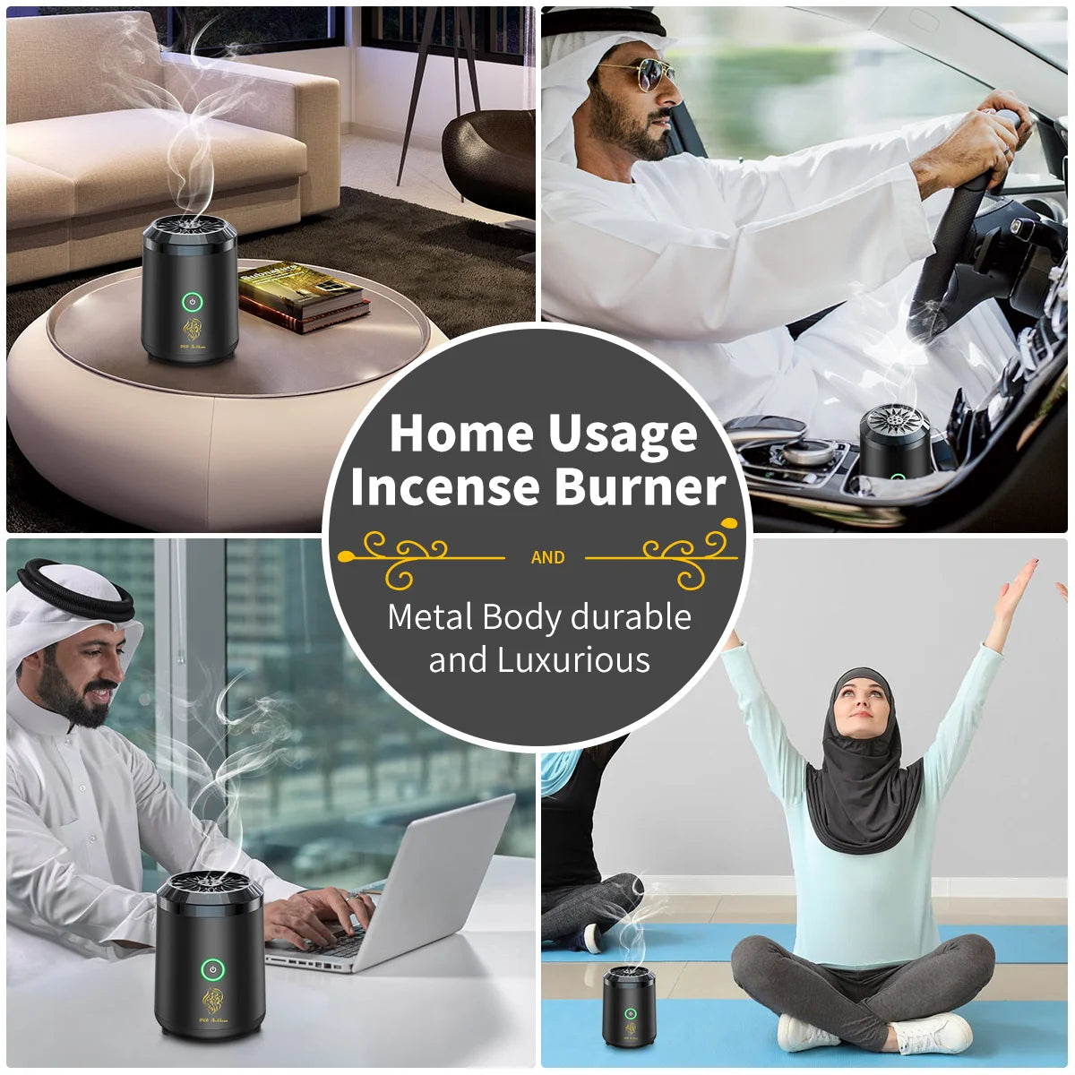 Portable Electric Incense Burner Arabic Bakhoor Aroma Diffuser Arabian Rechargeable Bukhoor Holder