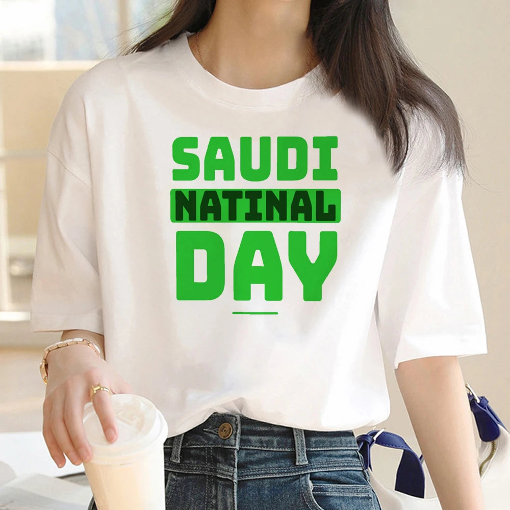 Saudi National Day tshirt women Y2K manga Japanese Tee girl funny clothes