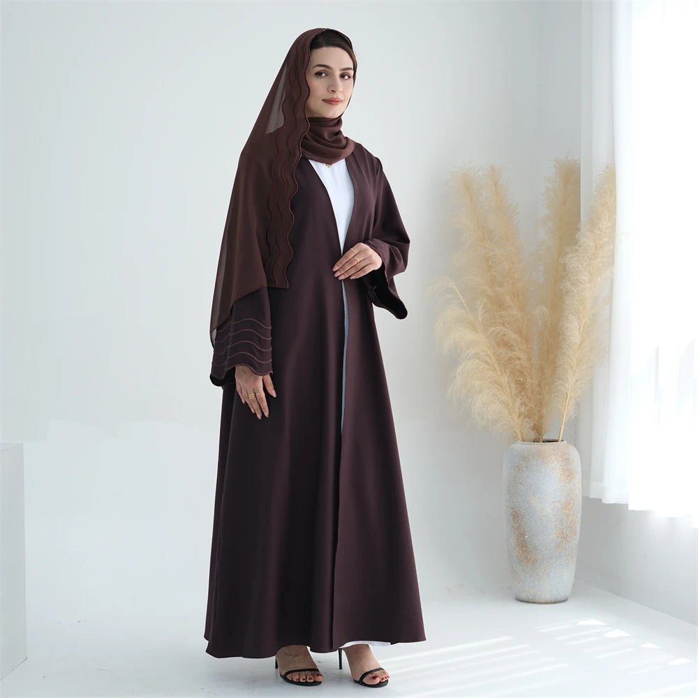 Ramadan Eid Abaya Khimar Set – Gray & Black Muslim Dress