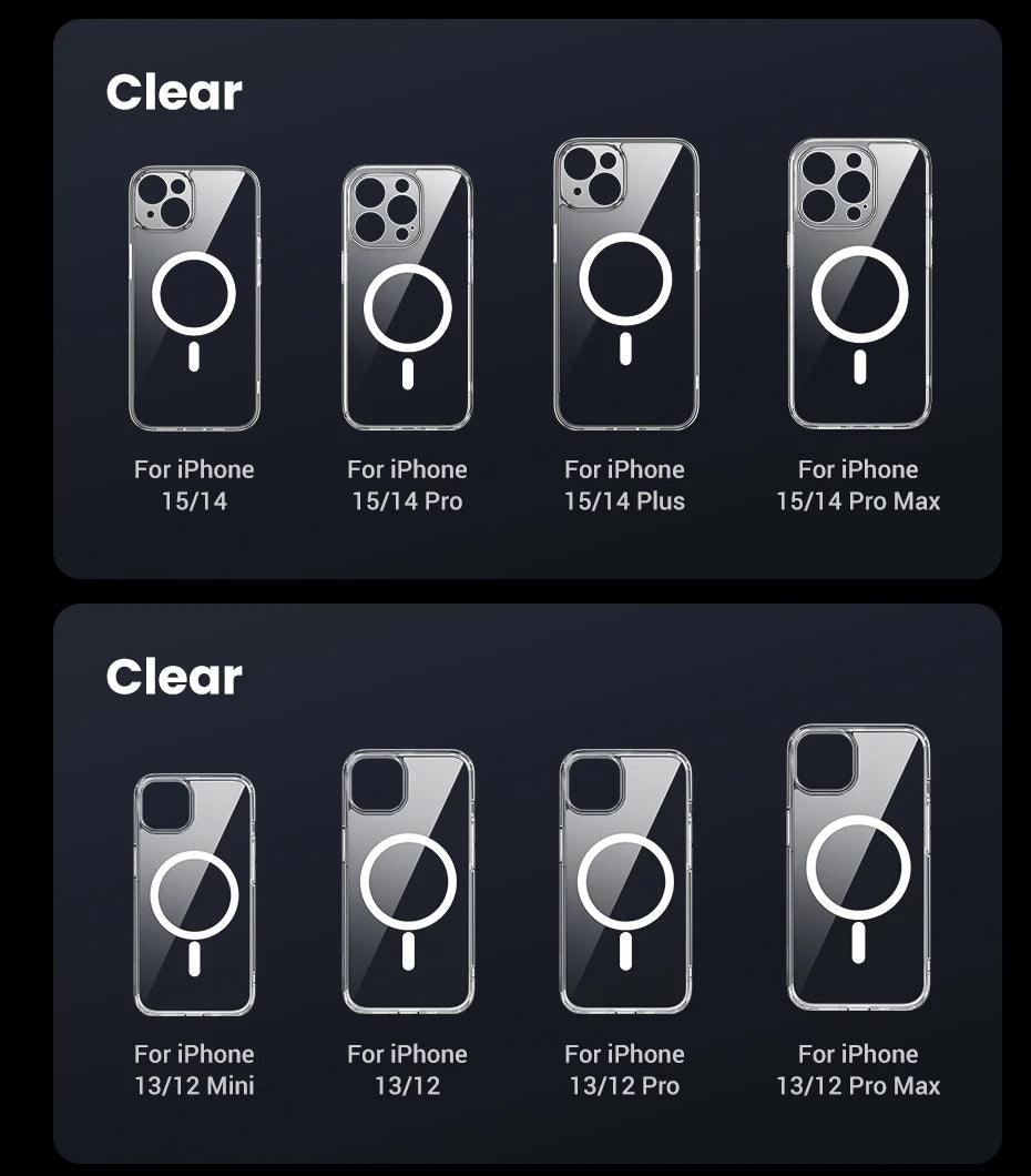 UGREEN for iPhone 14 13 12 Pro Max Magnetic Case Shockproof Cover for iPhone 15 Pro Max 15 Plus 15pro Magnet TPU PC Case