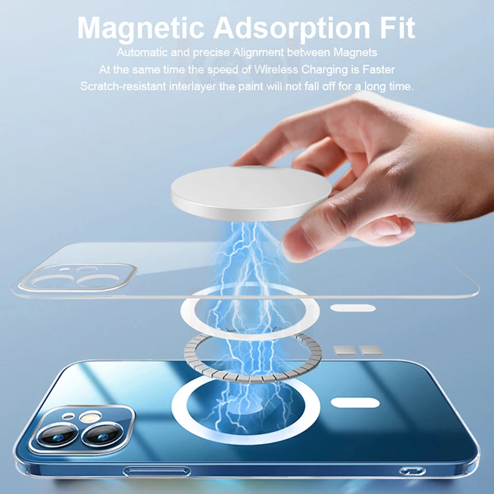 Magsafe Wireless Charging Magnetic Case For iPhone 14 11 12 13 Pro Max 12 13 mini 14 Plus Transparent Shockproof Cover Cases