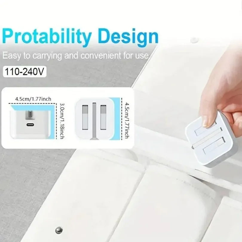 Foldable UK Plug USB-C Port Fast Charging QC3.0 PD 25W Type C Quick Charge For iPhone 16 15 Travel Wall Charger Power Adapter