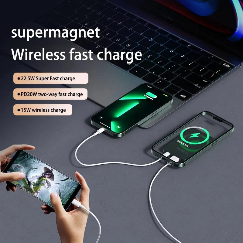 New 100000mah Capacity Power Bank Magnetic Wireless 22.5w Ultra Super Fast Charging Powerbank For Iphone Samsung Huawei Xiaomi