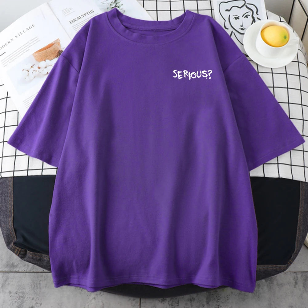 Creative Words Serious Printed Female T Shirtsimple S-Xxxl T-Shirts Retro Breathable Short Sleeved Comfortable Tshirts Women