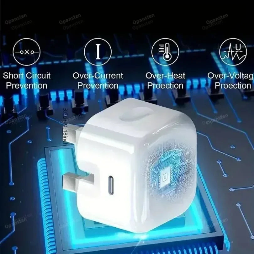 Foldable UK Plug USB-C Port Fast Charging QC3.0 PD 25W Type C Quick Charge For iPhone 16 15 Travel Wall Charger Power Adapter