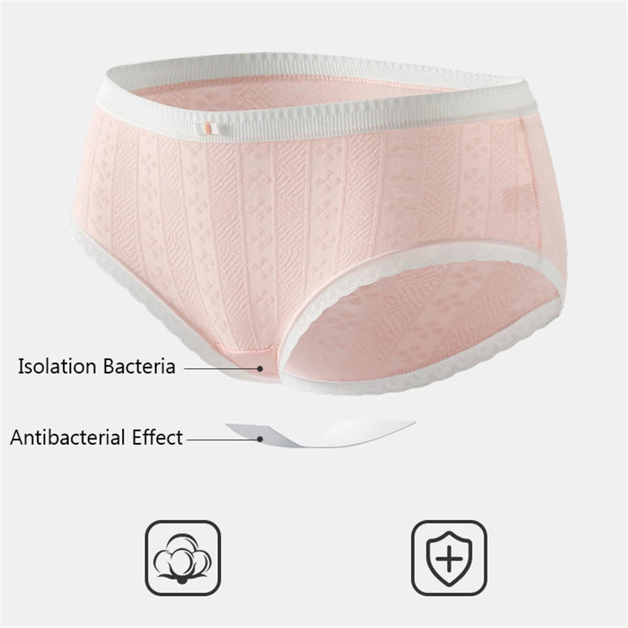 3PCS/Set Cotton Panties Women Antibacterial Crotch 2024 New Mid Waist Underwear Girls Breathable Triangle Shorts Lingerie Briefs