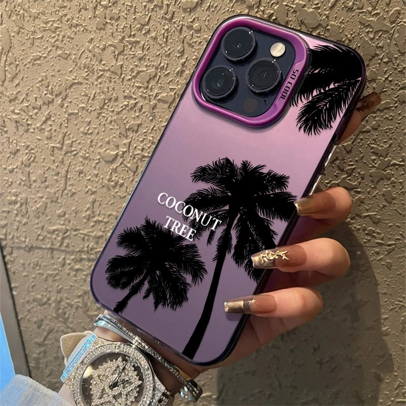 Phone Case For iPhone 16 15 14 13 12 11 Pro Max 7 8 Plus XS XR X SE2022 Summer Scenery Coconut tree Design Shockproof Hard Cover