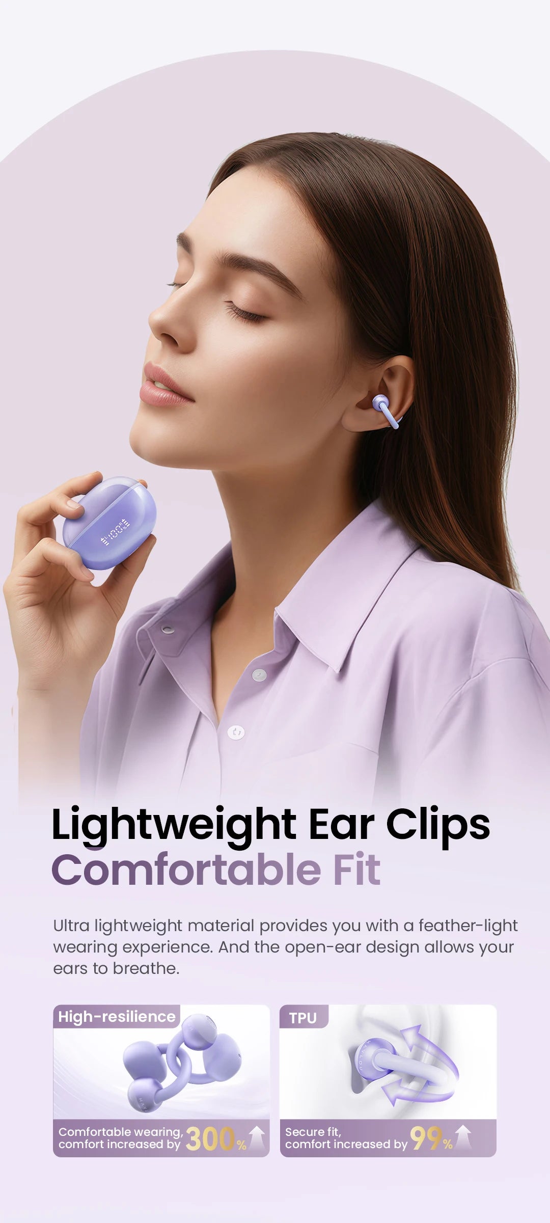 HAYLOU AirFree Ear Clip Earphones Bluetooth 5.4 Wireless Earbuds Dual-mic AI Noise Reduction Sports Headphones Smart LED Display