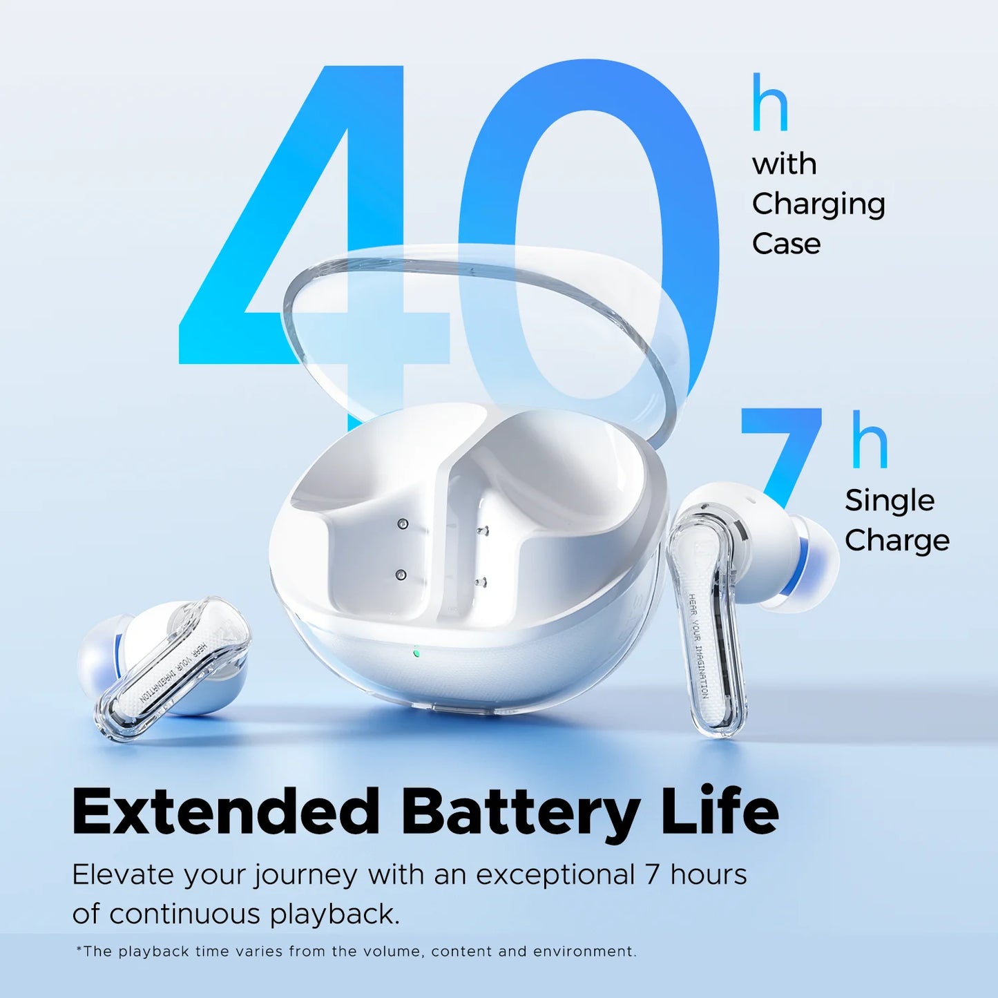 SoundPEATS Clear Transparent Series Bluetooth 5.3 True Wireless Earbuds with Dual ENC Mic, Gaming Mode, App Support, 40H