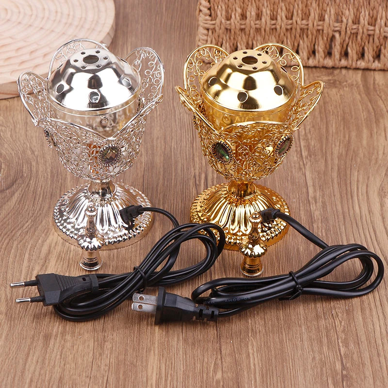 Metal Indoor Burner Middle East Church Electric Censer Metal Burner Vintage Sandalwood Burner (EU Plug)