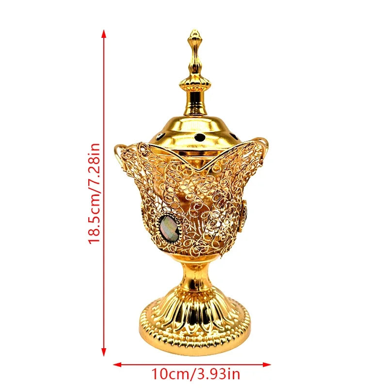 Metal Indoor Burner Middle East Church Electric Censer Metal Burner Vintage Sandalwood Burner (EU Plug)