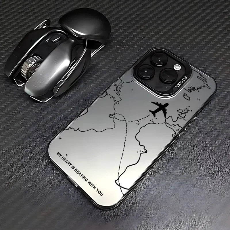Travel Airplane Route Design Phone Case for IPhone 16 15 14 13 12 11 Mini Pro Max X XR XSMAX 8 7 Plus Anti Fall Matte Cover