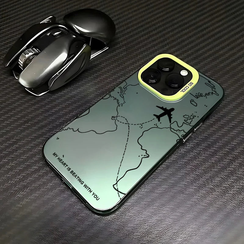 Travel Airplane Route Design Phone Case for IPhone 16 15 14 13 12 11 Mini Pro Max X XR XSMAX 8 7 Plus Anti Fall Matte Cover