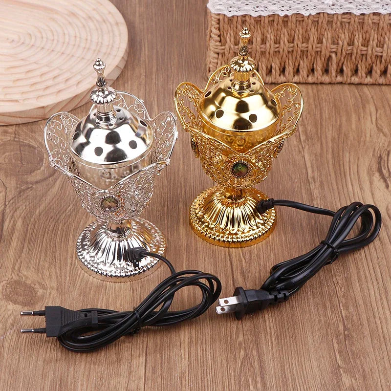Metal Indoor Burner Middle East Church Electric Censer Metal Burner Vintage Sandalwood Burner (EU Plug)