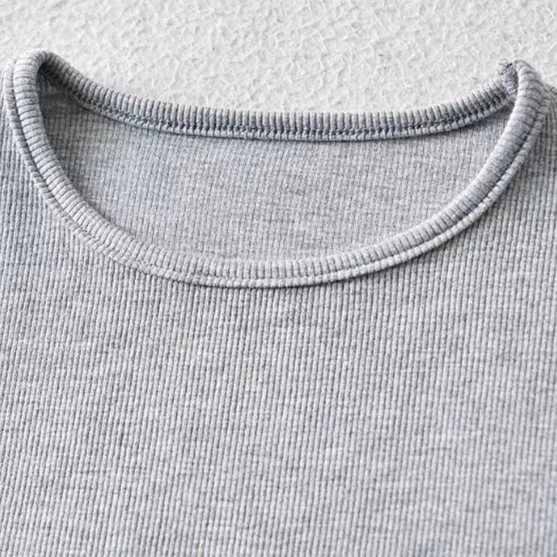 Casual Summer Woman Skinny Fit T-shirt Tight Short-Sleeve O-neck Tee Basic Solid Crop Tops T Shirt