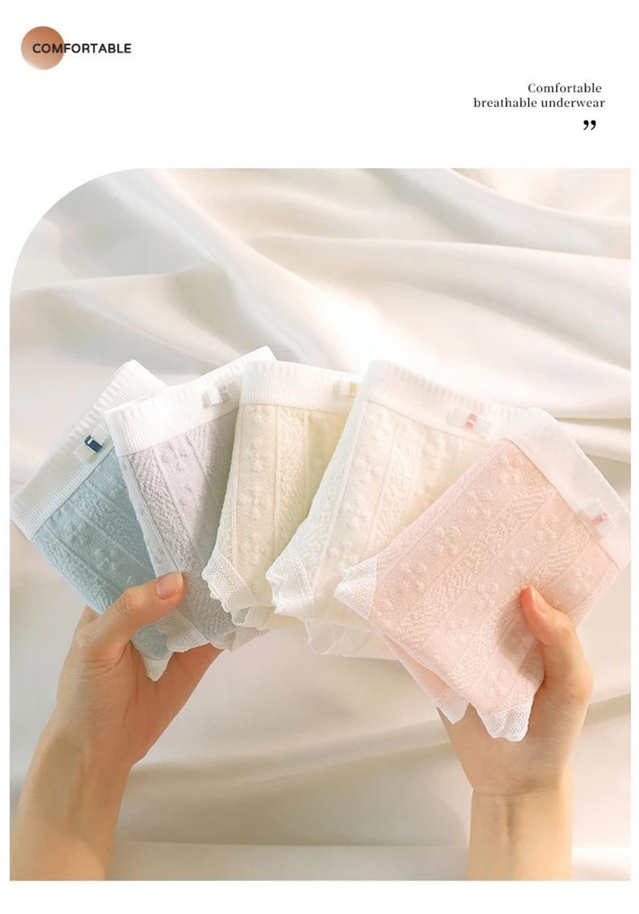 3PCS/Set Cotton Panties Women Antibacterial Crotch 2024 New Mid Waist Underwear Girls Breathable Triangle Shorts Lingerie Briefs