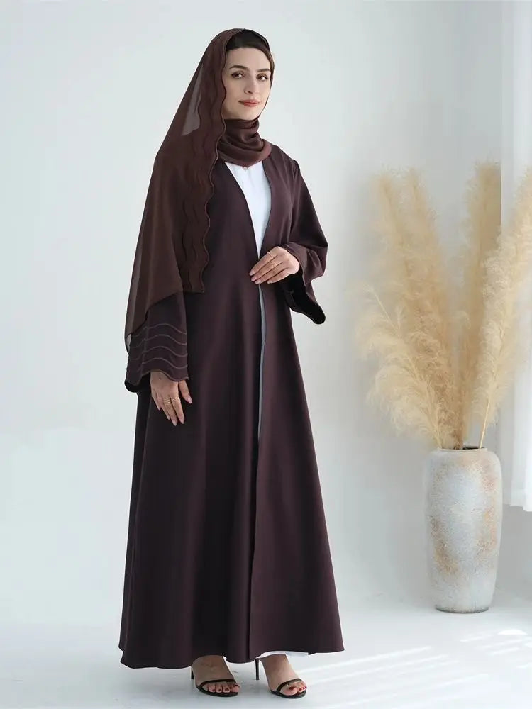 Ramadan Eid Abaya Khimar Set – Gray & Black Muslim Dress