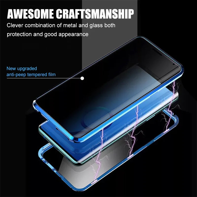 Anti-spy Double Side Glass Magnetic Case For Samsung Galaxy S22 S21 Ultra S20 FE S10 S9 S8 Plus Note 20 10 9 Plus Privacy Cover