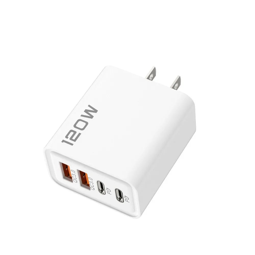 Total 120W Phone Charger Fast Charging Quick Charger PD USB Type C Wall Adapter For iPhone 16 15 Xiaomi 14 Huawei Redmi Oneplus