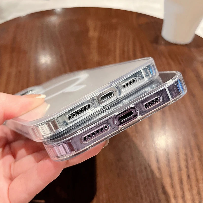 Clear For Magsafe Wireless Charge Case For Apple iPhone 16 15 14 13 12 11 Pro Max Plus Mini Magnetic Acrylic Transparent Cover
