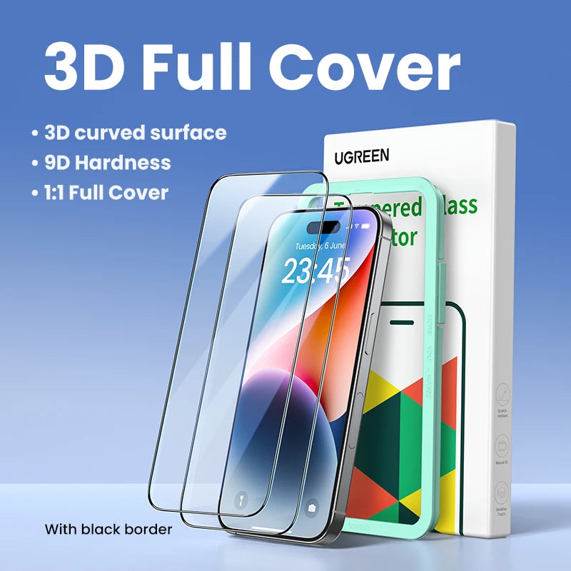 UGREEN 2PCS Screen Protector For iPhone 16 15 14 13 12 11 Pro Max Tempered Glass For iPhone 16 Plus Screen Protectors 15pro Film