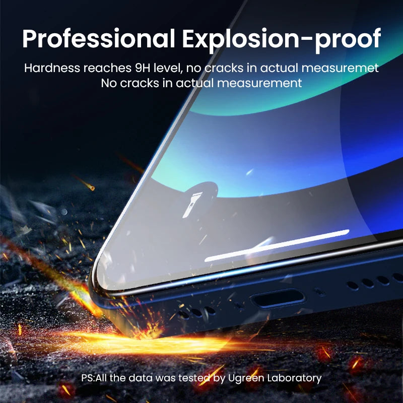 UGREEN for iPhone 15 14 13 Pro Max Glass Screen Protector for iPhone 12 11 XR iPhone 15 Pro Tempered Glass 9D Film