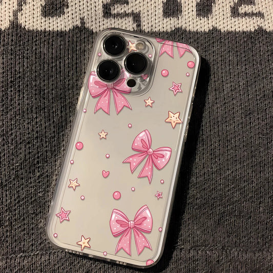 Cute Bows Phone Case For iPhone 16 15 14 13 12 11 Pro Max Mini X XR XS Max 78 15 Plus SE2022 Lens Protection Soft Back Cover