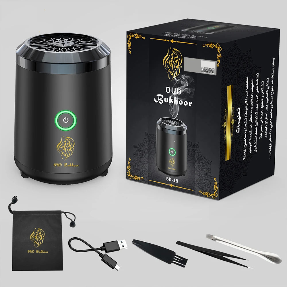 Arabic Incense Burner Electronic Portable Bakhoor Muslim Dukhoon Aroma Diffuser USB Rechargeable Oud Holder