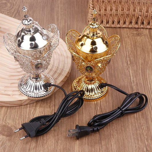 Metal Indoor Burner Middle East Church Electric Censer Metal Burner Vintage Sandalwood Burner (EU Plug)